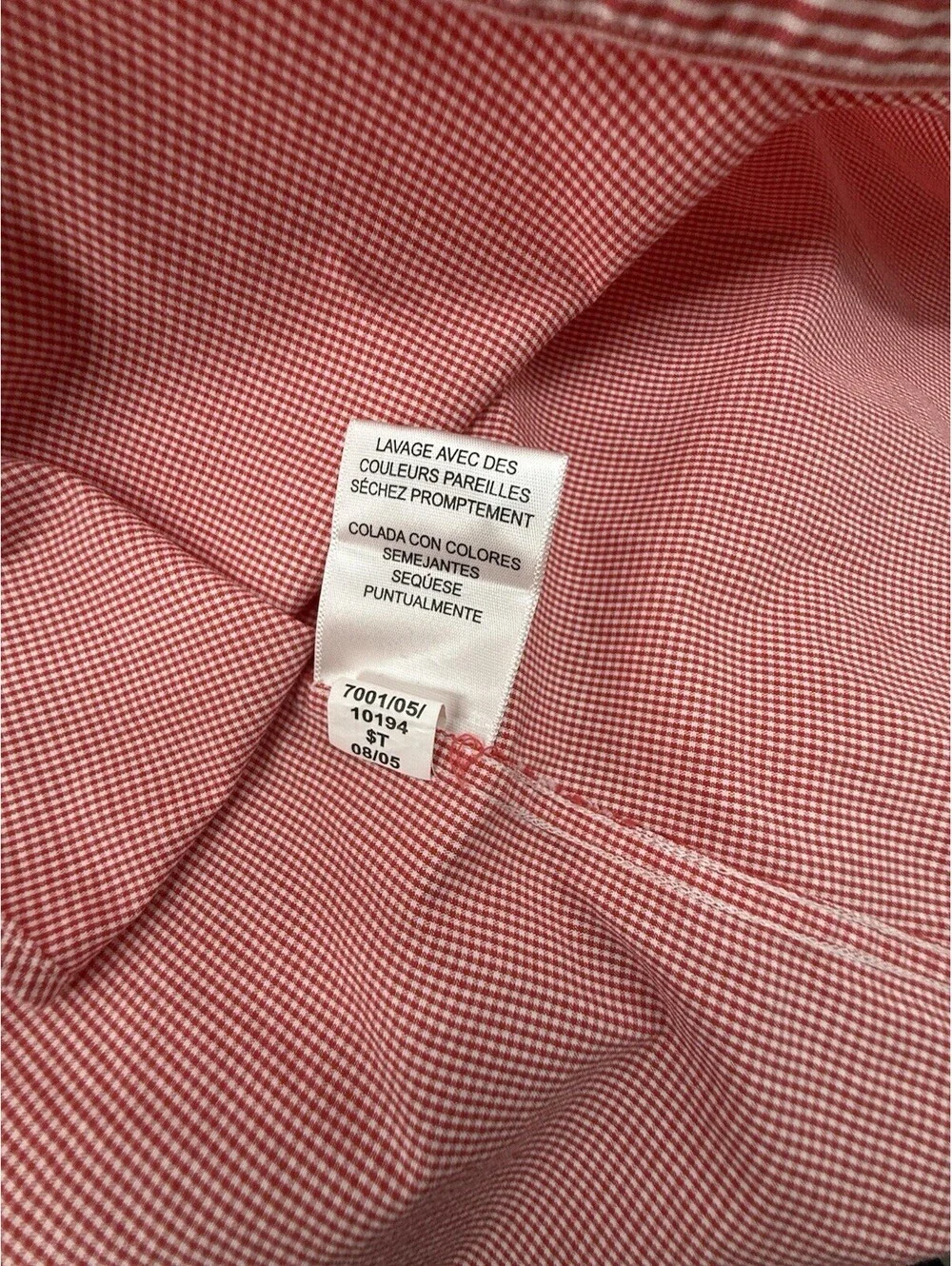 Tommy Hilfiger Check Gingham Red Cotton Long Sleeve Shirt 15.5 32-34 M  (2557)